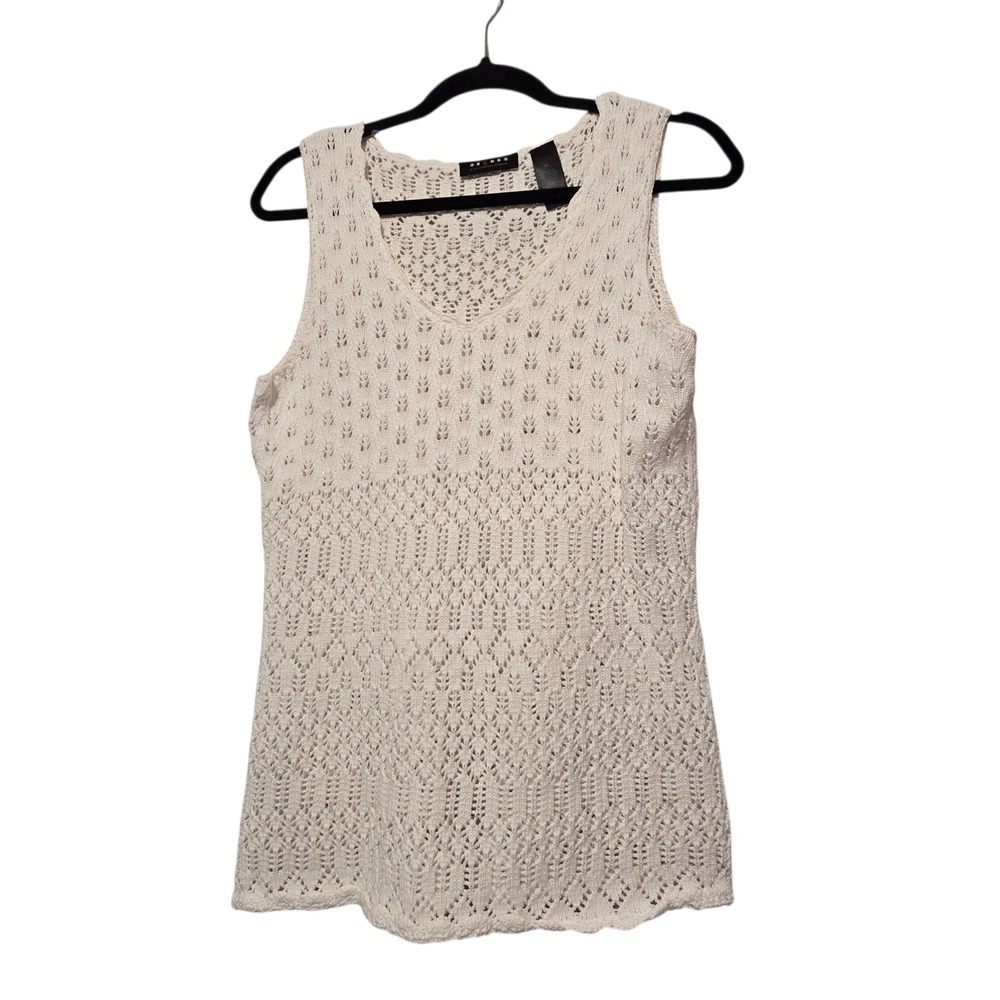 Axcess Crochet Tank Top Women's MED Ivory Summer‎ Boho Festival Cottagecore